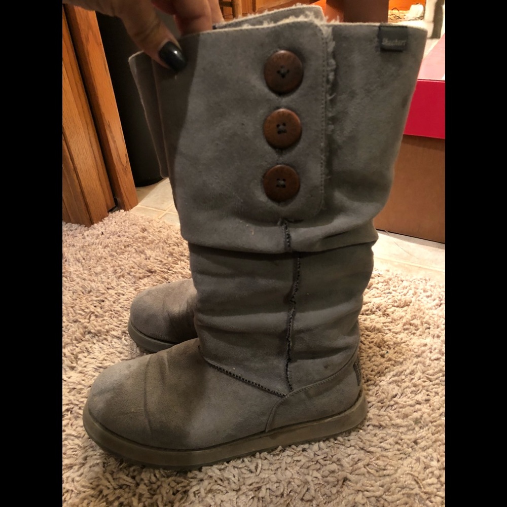 Sketchers gray calf height boots